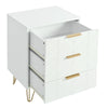 2pcs Bedside Cabinet White Chest of Drawers Bedroom Bedside Table w/ 3 Drawer NS