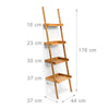 Bamboo Ladder Bookshelf 4 Shelves Wall Bookcase Wooden Storage Shelf