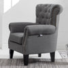 Linen Chesterfield Armchair Rhombic Fabric Upholstered Living Room Lounge Chair