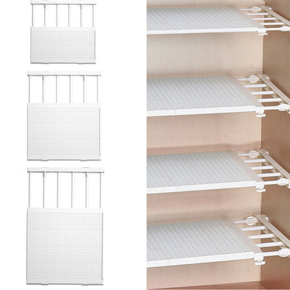 Adjustable Closet Cupboard Storage Organizer Shelf Extendable Divider Rack White