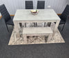 Grey Dining Table and 4 Black Chairs With 1 Bench Kitchen Dining Room Set