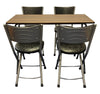 Meta Folding Dining Table with 4 Artificial Faux Leather Padded Chairs Set