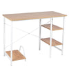 Computer Desk PC Table Workstation Home Office with 2 Shelves Walnut/White