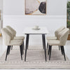 2/4/6pcs Dining Chairs Set Faux Leather Seat Back Metal Legs Kitchen Chair