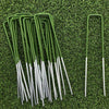 50x GREEN U SHAPE PINS FOR ARTIFICIAL GRASS TURF GALVANISED TENT GROUND PEGS UK