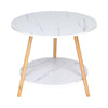 Elegant White 2 Tier Side End Table Round Coffee Tea Table Sofa Wood Legs Home