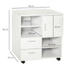 Freestanding Storage Cabinet w/ 3 Drawers 2 Shelves 4 Wheels Office White