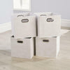 Large Off White Foldable Canvas Storage Folding Box Fabric Cube 4 Piece Set