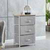Fabric 3 Chest Of Drawer Grey Side Table Storage Cabinet Unit Organiser Bedroom