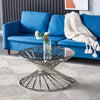 Contemporary Clear Glass Top Coffee Table Stainless Steel Leg Living Room Table