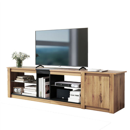 180 cm TV Stand Modern Entertainment Sideboard Wood Cabinet Unit w/ Glas Shelves