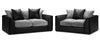 Jumbo Cord Sofa Suite Set 3+2 Seater Couch Grey & Black With Cushions