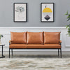 1/2/3 Seater Brown Faux Leather Sofa Armchair Couch Living Room Modern Metal Leg