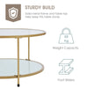 Round Coffee Table Tempered Glass Transparent Sofa Side Table Living Room Gold