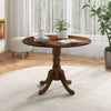 Wooden Dining Table 4 Persons Round Kitchen Table Counter w/ Curved Trestle Legs