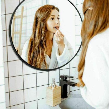 60cm Large Round Wall Mirror Industrial Metal Frame Make-up Home Bathroom Gift
