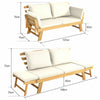 Outdoor Daybed Patio Convertible Couch Sofa Bed Wood Folding Chaise Lounge Bench