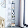 5 Tier Clear Tempered Glass Shelving Unit Bathroom Storage for Towels Cosmetics
