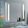 LED Illuminated Bathroom Mirror Cabinet with Shaver Socket Cupboard Pad Sensor