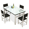 Glass Dining Table and 4 Chairs Set Steel Frame Dining Room Kitchen Furniture
