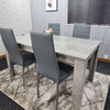 Grey Dining Table And 4 Chairs Dining Room Wood kitchen table and Leather chairs