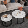 Coffee Table Set of 2 Nesting Accent TablesWhite Marble Top Stacking Side Desk