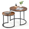 Set of 2 Round Nesting Coffee Table Compact Stacking Side Tables Space-saving