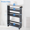 Slim Storage Cart 4-Tier Narrow Rolling Storage Cart w/ Handle Universal Casters