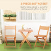 3Pcs Garden Bistro Set, Folding Outdoor Chairs and Table Set, Teak