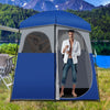 Double-Room Camping Shower Tent Changing Room Privacy Tent W/ Ground Stakes