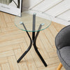 Round Sofa Side Table With Tempered Glass Top Living Room Furniture Coffee Tea