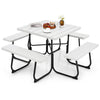 8 person Square Picnic Table Bench SetOutdoor Circular Picnic Table W/4 Benches