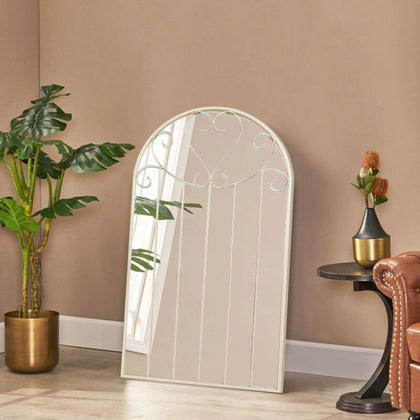 Large Window Garden Mirror Luxury Gold Frame Indoor Outdoor Arch Floral Decor