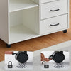 White Filing Cabinet Mobile Printer Stand W/2 Drawers 1 Door 3 Shelves