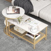 Set of 2 Coffee Nesting Table Set Detachable 2-Tier Sofa Side Table Faux Marble