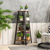 4-Tier Corner Ladder Shelf Industrial Bookshelf Freestanding Plant Display Rack