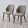 2 Modern Grey Dining Chairs Ergonomics Striped Seat Metal Legs Kichen Chairs