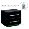 2 Drawers LED Light Bedside Table Side Nightstand Storage Organiser High Gloss