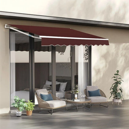 Outdoor Garden Awning Manual Canopy Patio Retractable Sun Shade Shelter300X250cm