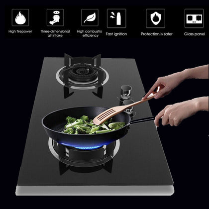 2 Burners Gas Hob Liquefied Stove Cooker Indoor Home Kitchen Cookware 73cm UK