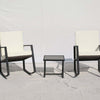 3PCS Modern Garden Outdoor Rattan Rocking Leisure Chair with Tea Table Black UK
