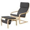 Wooden Lounge Chair Leisure Armchair with Storage Footstool & Removable Cushion