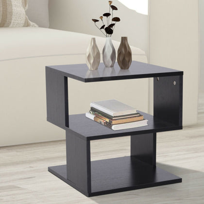 Modern Coffee Table Wood Square Side End Table Home Living Room Furniture Black