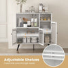 Kitchen Sideboard Wooden Storage Cabinet Cupboard w/Glass Doors Adjustable Shelf