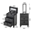 Black Mak Up Trolley Case Travel Beauty Vanity Hairdressing Case with Drawers UK