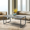 Industrial Marble Top Center Coffee Table Generously Sized with Metal Frame