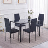 Black Rectangular Tempered Glass Dining Table Metal Legs Dining Room Kitchen