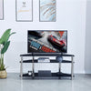 32" to 50" 3 Tier Black Tempered Glass TV Stand Floor Entertainment Unit Center