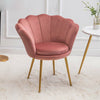 Velvet Petal Back Lotus Tub Chair Scallop Shell Wing Back Armchair Metal Legs