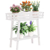 Elegant White Wood Plant Stand Balcony Corner Flower Pots Shelf Sofa Side Table
